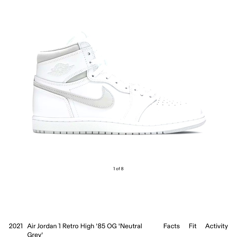 Nike 2021 Air Jordan 1 Retro High '85 OG 'Neutral
Grey'